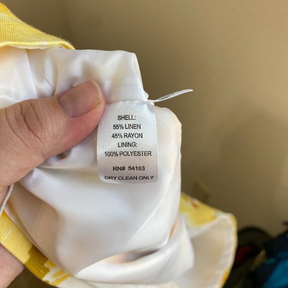 Calvin Klein Yellow Floral Linen Blend Pencil Skirt - Picture 8 of 8